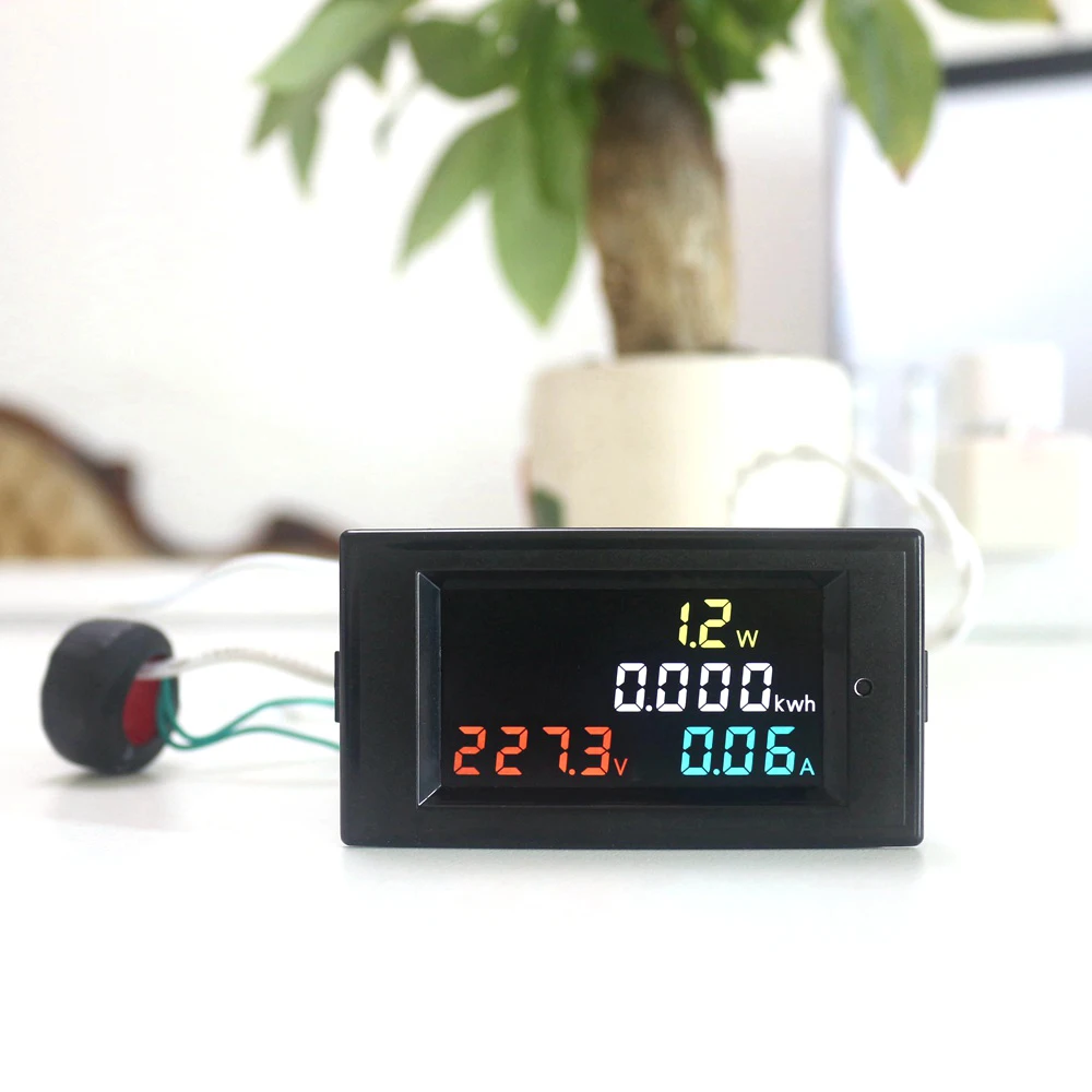 AC Voltmeter Ammeter Power Energy Meter AC 80.0-300.0V/AC 200.0-450.0 V 0.01-100A HD Color Screen 180 Degrees Flawless LED