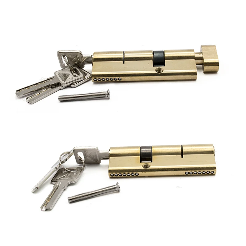 Gold Double or Single Open Cylinder Hardware Indoor  80/85/90/95/100/105/110mm Lock Door Cylinder Brass Lock  Extended 3pcs key