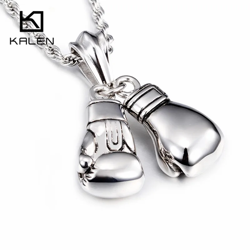 

Kalen 2019 New Design Stainless Steel Power Boxing Fist Pendant Necklace Fashion Collar Body Long Chain Necklaces For Men