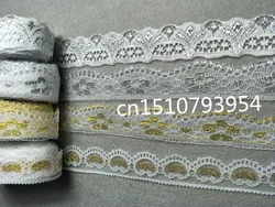 Nuovo! 10 yards bianco più argento oro beautiful lace ribbon, abbigliamento, matrimonio, tende DLY monili decorativi