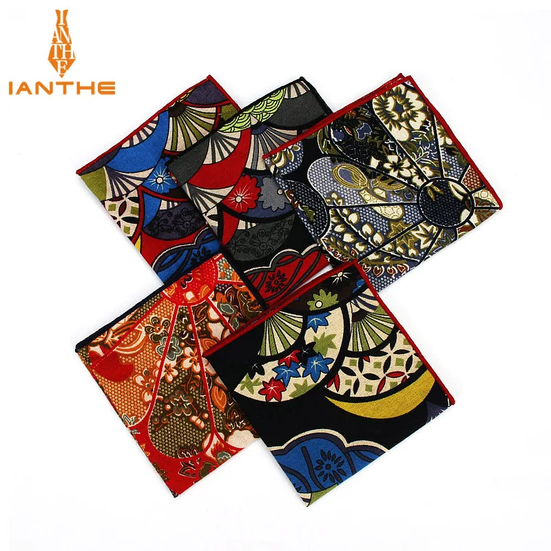 

2018 Men's Suits Linen Handkerchiefs Woven Floral Vintage Pocket Square Hankies Men's Business Casual Square Pockets Hanky Towel