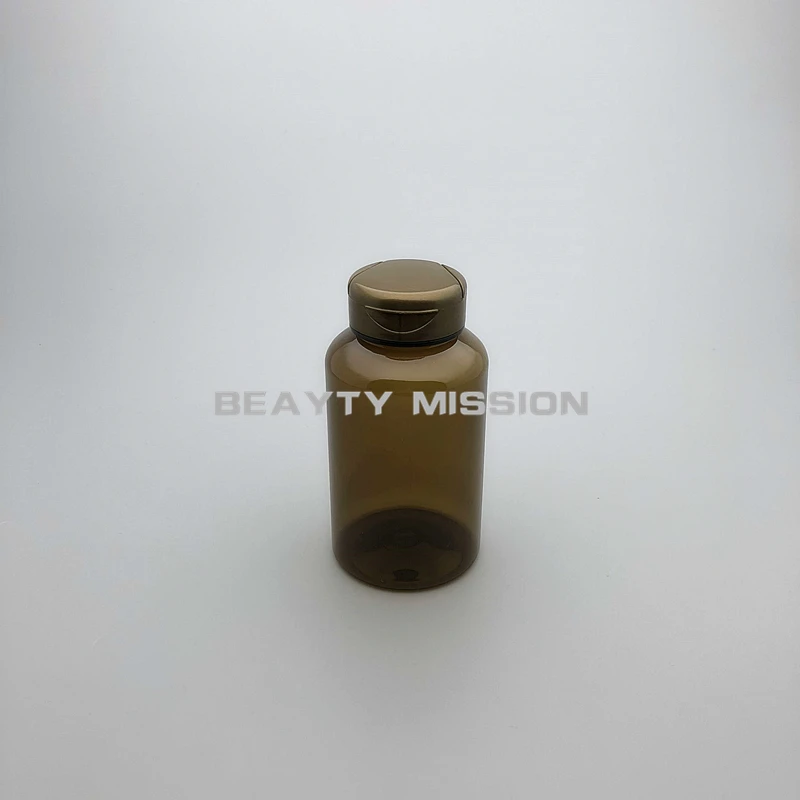 BEAUTY MISSION 200cc 30Pcs/Lot Medical PET Empty Bottle, Brown Pull Lid Bottle, 200ml Capsule Flip Cap Bottle