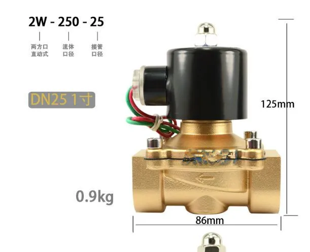 

DN25 1" Brass Electric Solenoid Valve Normally Closed AC220V DC12V DC24V