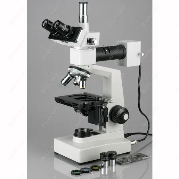 Two Light Metallurgical Microscope--AmScope Supplies 40X-1600X Two Light Metallurgical Microscope + 5MP Digital Camera