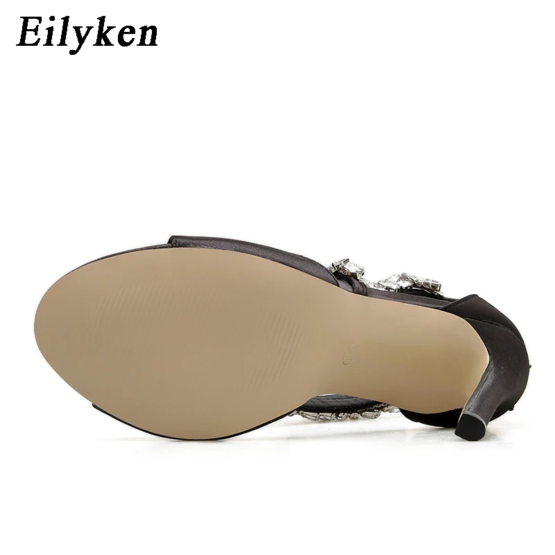 Eilyken Summer Fashion High Heel 11CM Women Sandals Rhinestone Crystal Heel Ladies Shoes Zipper Design Party Open-toed Sandals