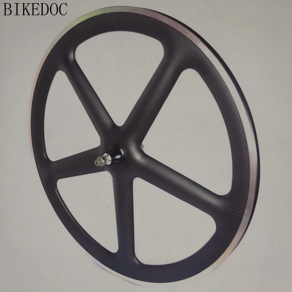 BIKEDOC-Full Carbon Alloy Surface Brake, 5 Spoke Wheels, Road Track, Fixed Gear Wheel, 700C