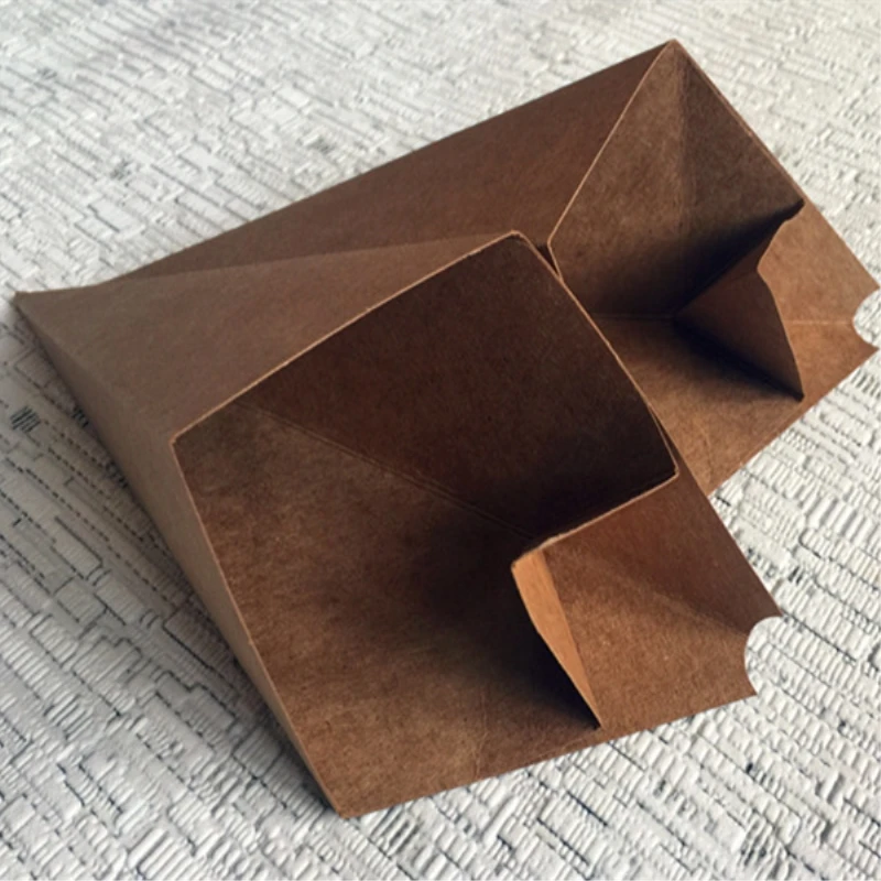 Creative Cone Shape Bags, Disposable French Fries Box, Waterproof and Anti-Oil Food Grade Kraft Paper Box, Fried Food Package