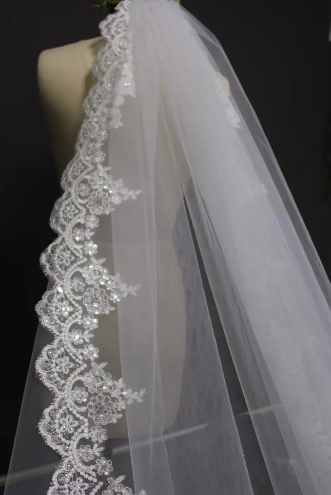 Velo de novia de una capa de 3 metros, accesorio de boda de alta calidad con peine, color blanco marfil