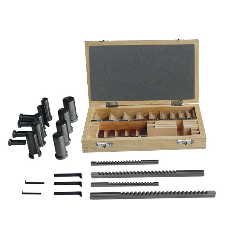 

22pcs Keyway Broach Set Metric Size B Type 4mm 5mm + C Type 6mm 8mm & 13pcs Bushing Sleeve & 5pcs Shim Kit Metalwoking Tool