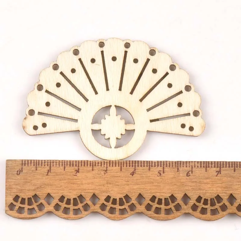 10pcs Natural Wooden fan Drop pentant Sector Handmade Diy Scrapbooking Craft earring Hanging Charms decoration MT1998