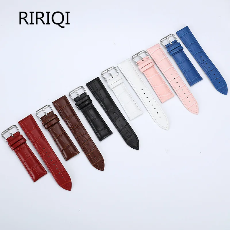 13 14 15 16 17 18 19 20 22 mm Genuine leather watchband watch belt strap wristwatches band female red white black