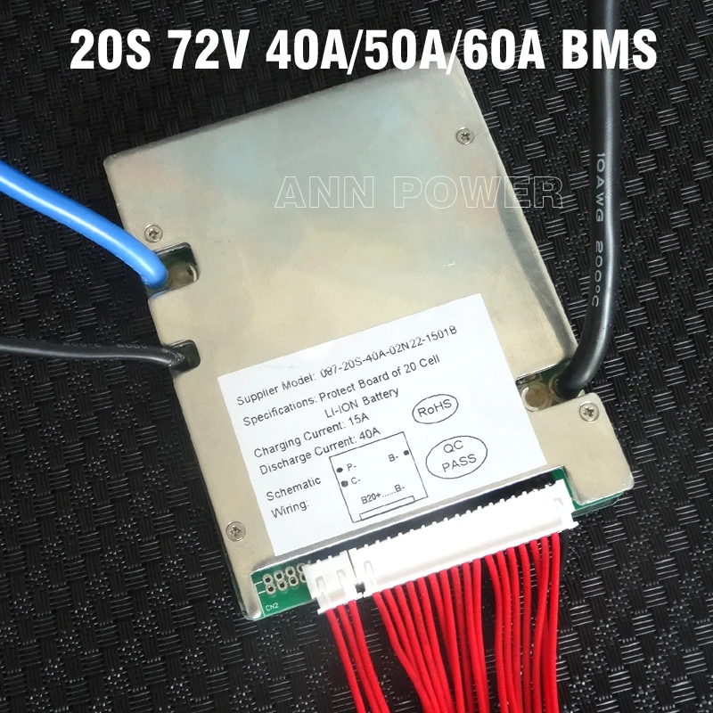 2000W-4000W BMS 20S 74V 40A/50A/60A For Lithium Battery Pack  With Balance Function