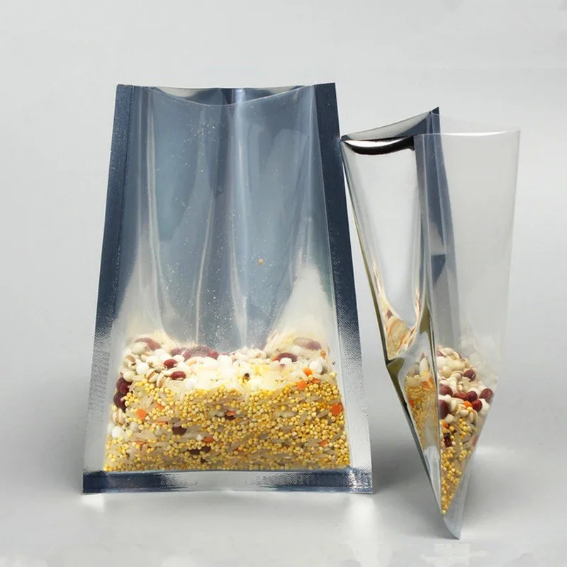

Open Top Glossy Silver Aluminizing Packaging Bag Powder Food Coffee Vacuum Bag One Side Clear Translucent Open Top Sealing Bag