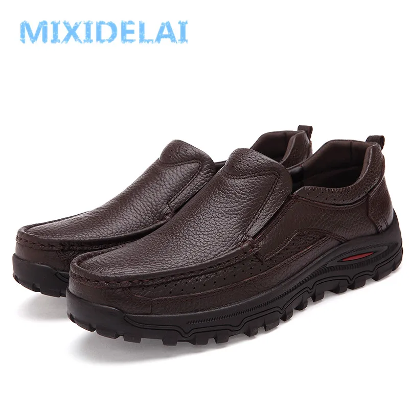 MIXIDELAI Big Size 38-48 Mens Dress Italian Leather Shoes Luxury Brand Mens Loafers Genuine Leather Formal Loafers Moccasins Men