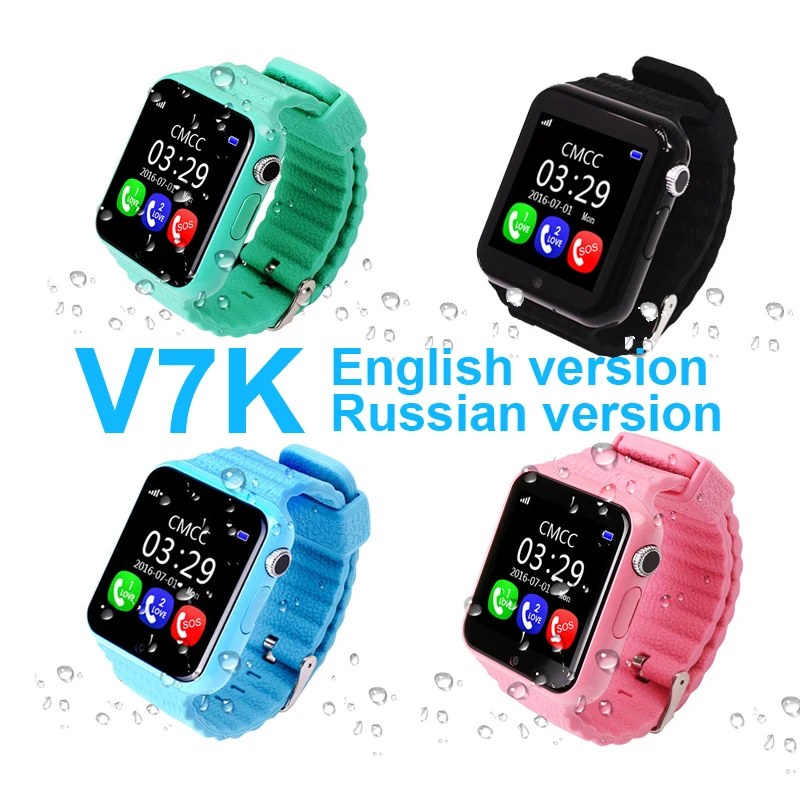 V7K Kind der Sicherheit GPS locator tracker Touchscreen Smart Uhren wasserdicht SOS anrufen Kamera Anti-verloren TF legen karte uhr geschenk