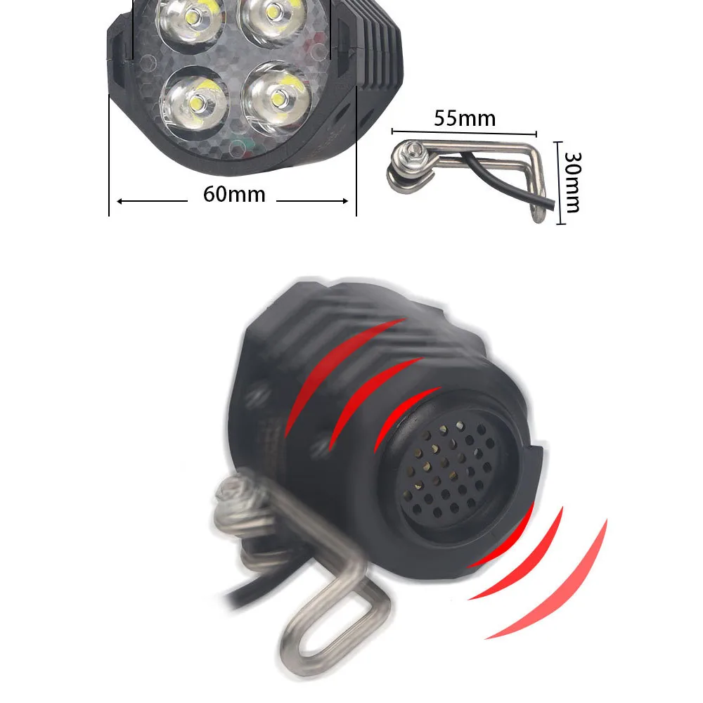 Electric Bicycle Light/ebike Light 12W 24V 36V 48V 60V 72V with Horn Switch Waterproof Flashlight