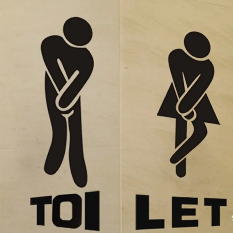 French Wall Stickers - Funny Toilet Entrance Sign Sticker For France Home Restaurant Toilette Decor