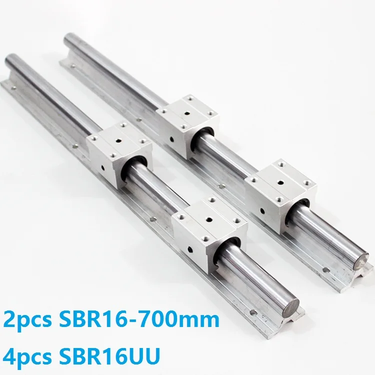 

2pcs SBR16 16mm 700mm support linear guide rail + 4pcs SBR16UU linear bearing Slide blocks CNC router parts