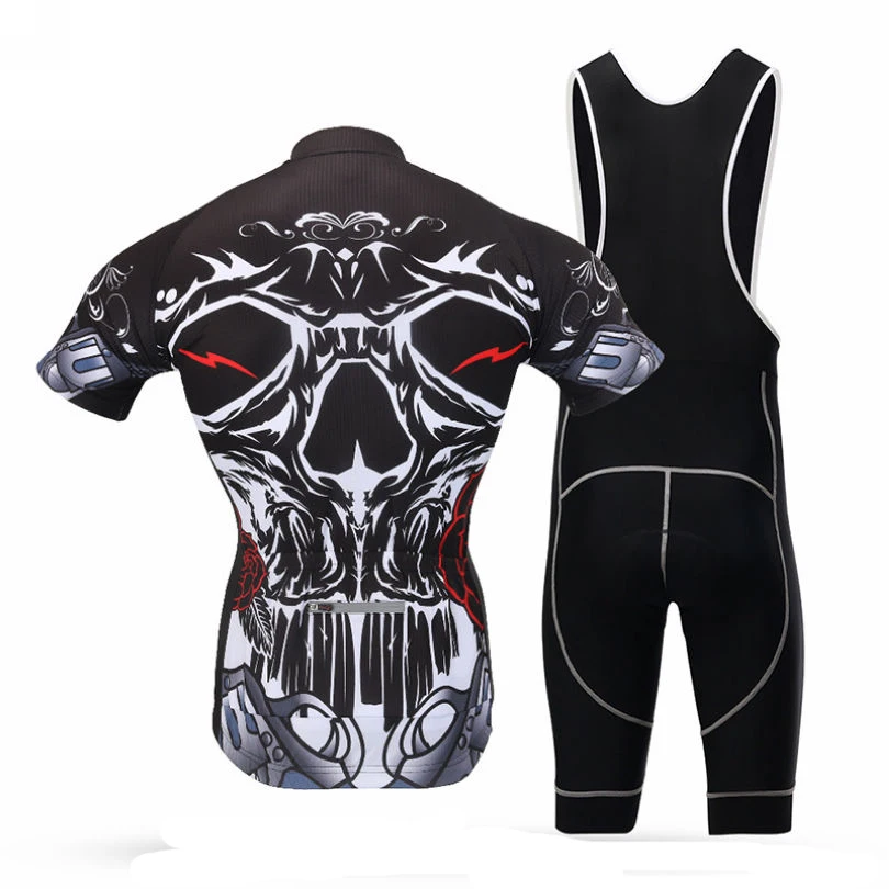 Cycling Bike Short Sleeve Clothing Bicycle Jersey Bib Shorts Set Black Devil