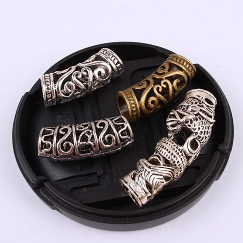 5PCS African Hair Braid Copper Tube Metal Hollow Hair Ring Dread Bead Dreadlock Cuffs Jewelry Decoration Accessories Gold Silver
