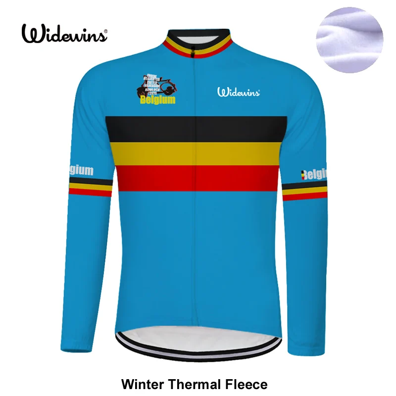 Belgium Winter Thermal Fleece or Thin New pro Belgium Team Long pro Black Cycling Jersey / Cycling Clothing Warmer Chooses 6544