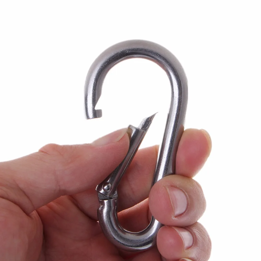 304 Stainless Steel Spring Carabiner Snap Hook Keychain Quick Link Lock Buckle M4-M7