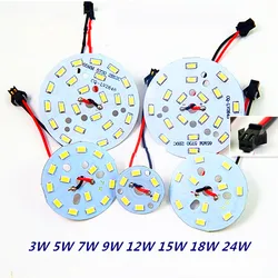 LED PCB Board com fios femininos soldados, lâmpada para teto, placa de alumínio Base, 5W, 7W, 9W, 12W, 18W, SMD5730, 2835, 5760