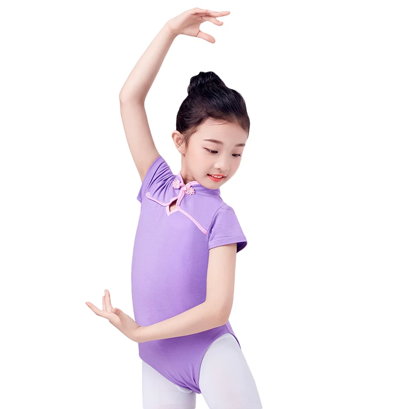 New Children Ballet Dance Practice Clothes Chinese Classic Cheongsam Style Clothes Summer Girls Ballet Dance Practice Jumpsuits