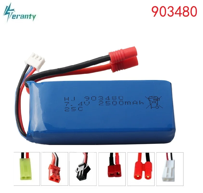 High rate battery 903480 2500mAh 2S 7.4V 25C Lipo Battery Helicopter Battery for Syma X8C X8W X8G with voltage protection board