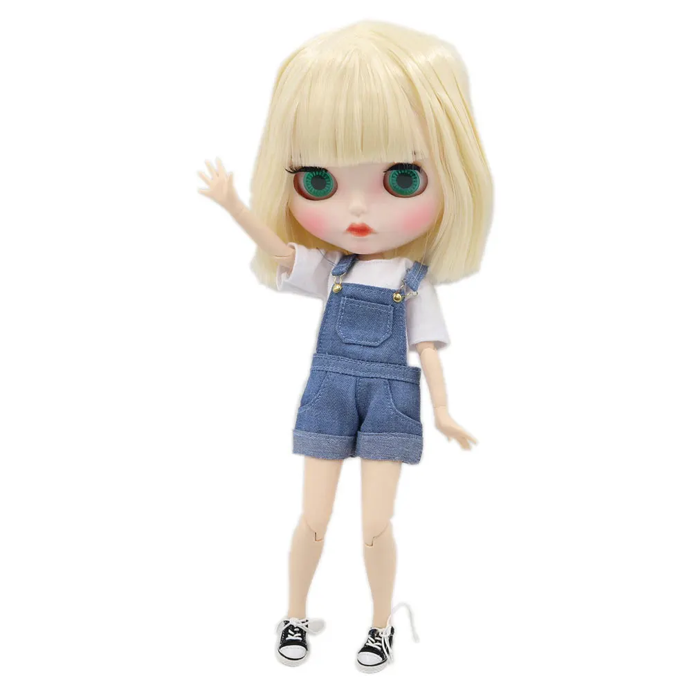 ICY DBS Blyth doll white skin joint body Blonde hair new matte face with eyebrows Lip gloss BL0510