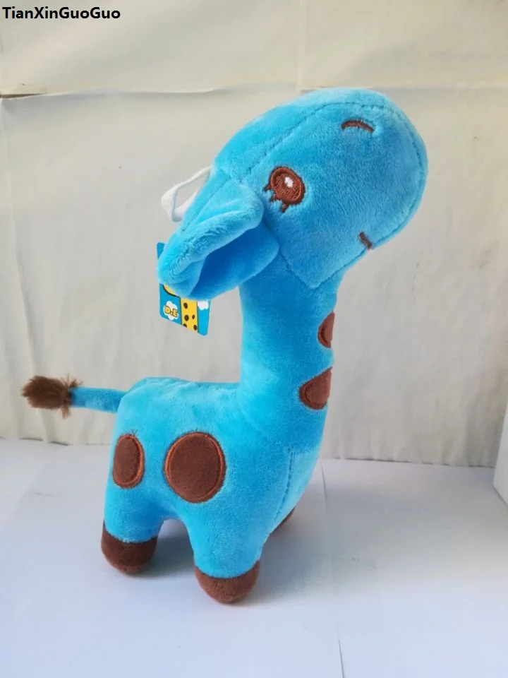 Adorável desenho animado girafa azul brinquedo de pelúcia cerca de 25 cm boneca macia brinquedo infantil presente de aniversário s2045