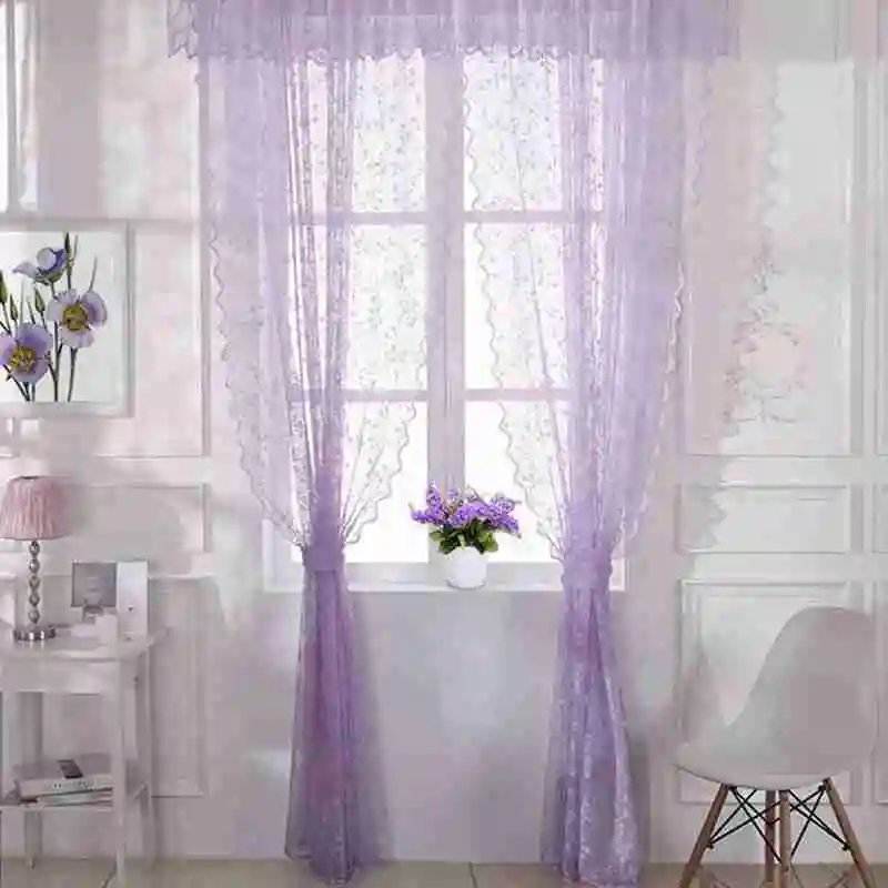 

Free shipping hollow out purple lace curtain yarn шторы tulle rod pocket cortinas curtain for living room тюль на окна