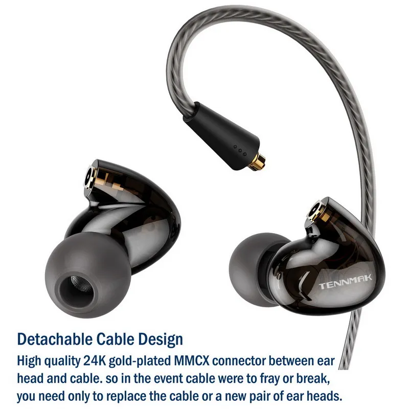 TENNMAK Pro Dual Drivers Professional In Ear Sport MMCX Detachable Earbuds Earphone  Vs SE215 SE535 --- 2021 Version