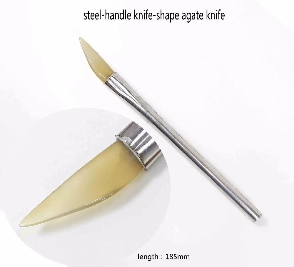 Cuchillo pulidor de ágata con mango de bambú, herramientas de fabricación de joyas, nuevo