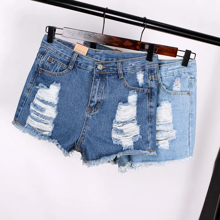 

jeans shorts high waist women clothes 2019 mesh cotton sexy fem me plus size mini loose hollow edged women s broad legged