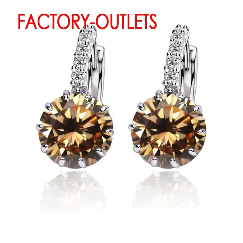 Fast Shipping Luxury Colorful Genuine 925 Sterling Silver Jewelry AAA Cubic Zirconia Hoop Earrings For Women Factory Price