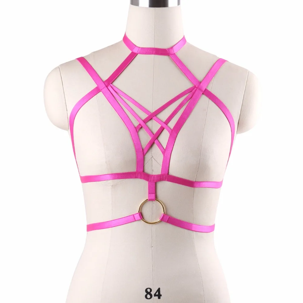 

Sexy Strappy Cage Bralette Exotic Body Harness Bondage Lingerie Big O-ring Cosplay Nightclub Alluring Wear Womens Fetish DO0581