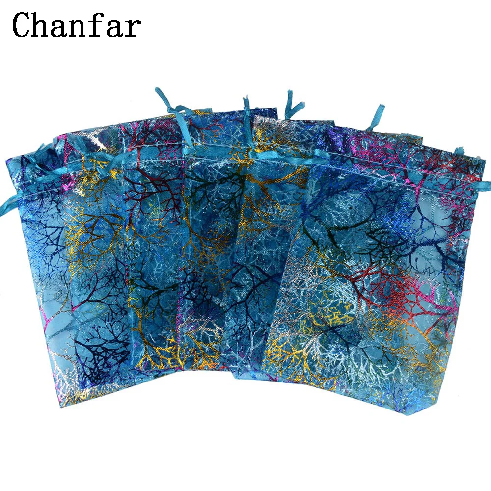 Chanfar 17x23cm 20x30cm Big Size 50pcs/lot Pattern Organza Bags Wedding Party Candy Gift Packaging Display & Jewelry Pouches