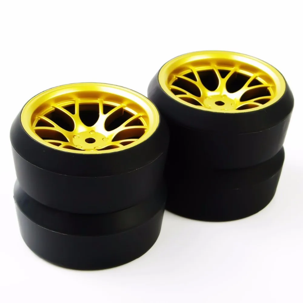 DHG+PP0370 4Pcs/Set 1/10 Scale  Drift Tires and Wheel Rim with 12mm Hex fit On-Road Car Model Accessory