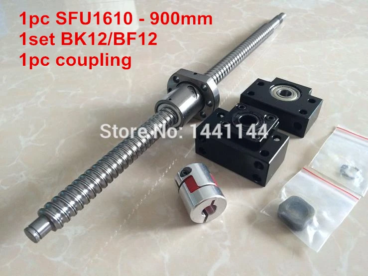 1pcs antibacklash ball screw 1610 - 900mm end machined -C7+ BK/BF12  Support + 1pcs 6.35*10mm coupler