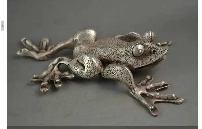 

HANDWORK UNIQUE SILVER COPPER ELEPHANT Rare Old Decorated Handwork Tibet Silver Carving A Naughty Frog Elegant Statue