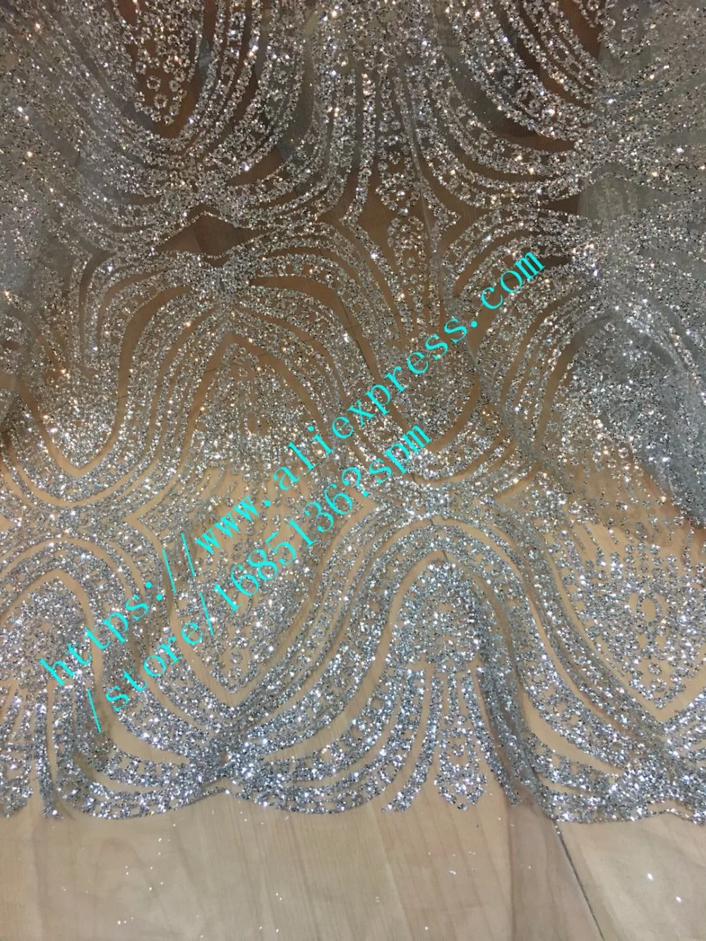 

glued glitter African Tulle Lace Fabric hot sale African French Lace Fabric with silver/gold glitter for evening dress/party