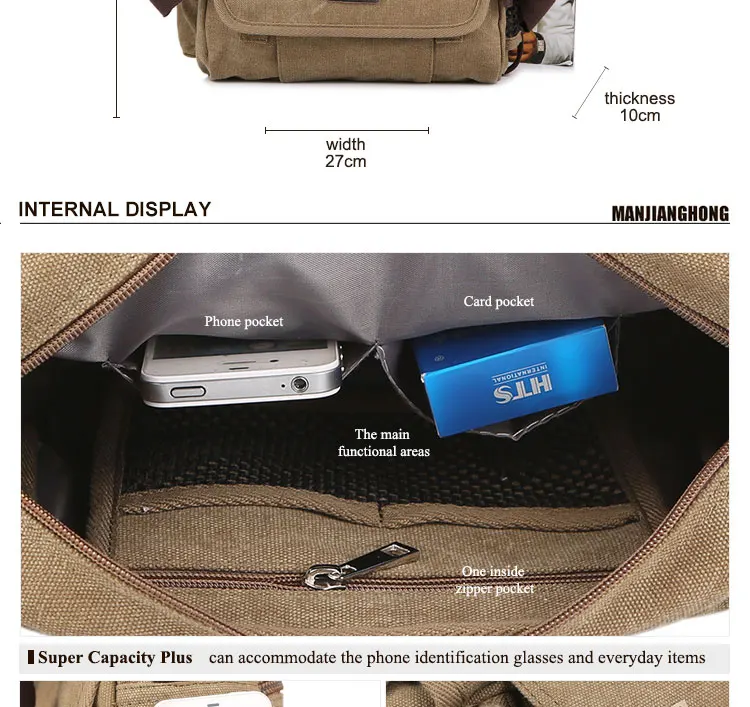Multi-funktions Beiläufigen Messenger Taschen Männer Leinwand Freizeit Männer Schulter Taschen Vintage Kleine Umhängetasche Tasche Für Männliche – Detail 3