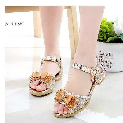 SLYXSH New Summer Style Children Sandals Girls Princess Beautiful Flower Shoes Kids Flat Sandals Baby Girls Shoes size 25-36