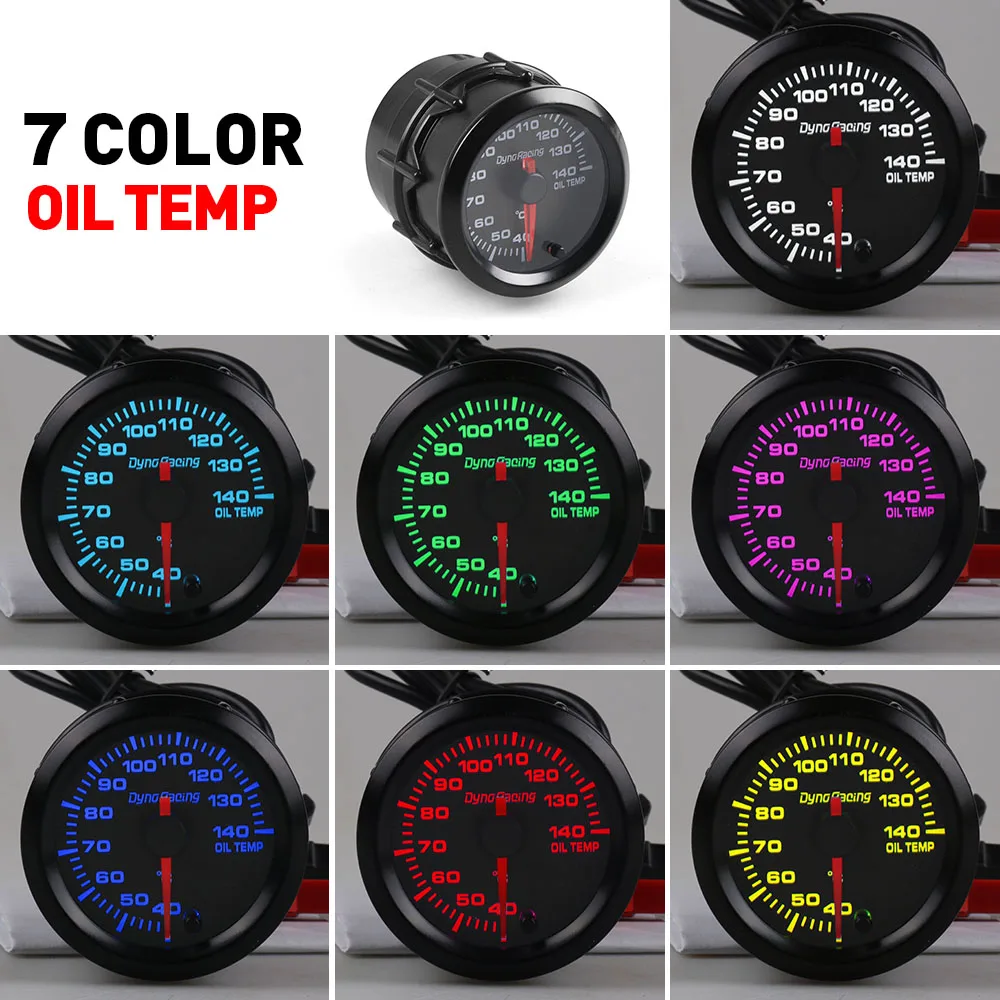 

7 Colors changeful 2" 52mm Oil Temperature Gauge High Speed Stepper Motor With Sensor Car Meter TT101490