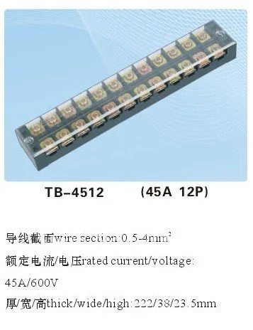 

5pcs 600V 45A Double Row 12 Position Terminal TB4512