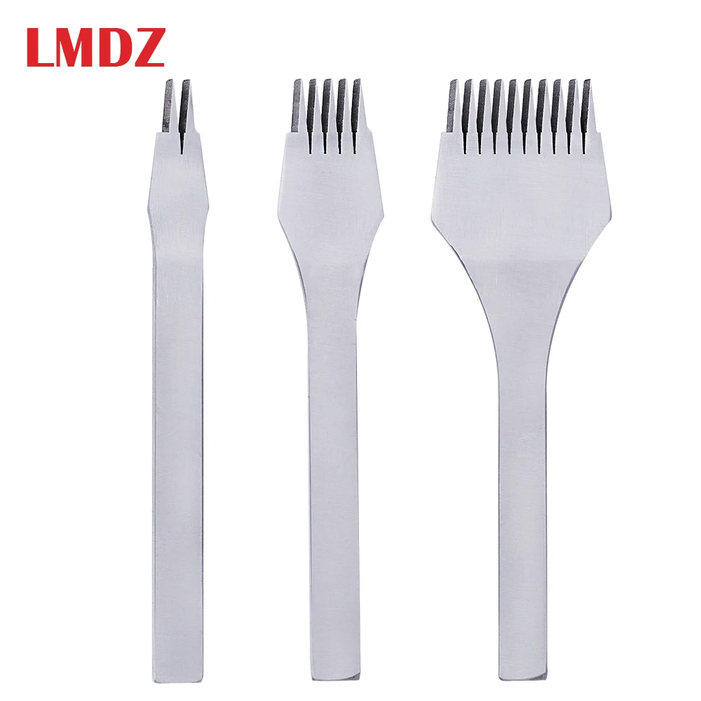 LMDZ White Steel Stitching Lacing Punch Chisel Tool 2.7/mm 3.0/mm/3.38mm/3.85/mm Polished Prongs Leather Craft Tools Leather