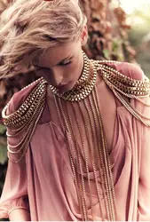 CHRAN Stunning Gold Full Metal Body Shoulder Chain Jewelry Necklace  Bikini Harness Dress Decor Slave Chain Jewellry