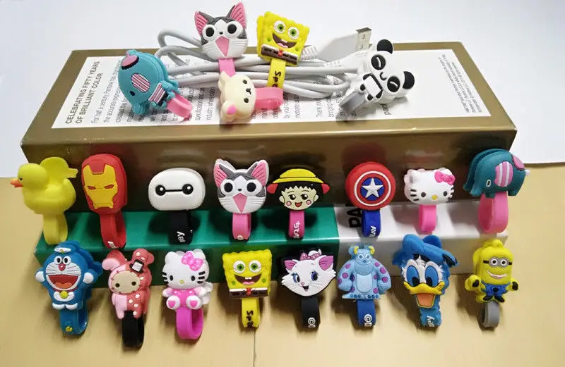 1Pcs Cute Lovely Cartoon Animal Earphone Wrap Cord Cable Holder Winder Organizer