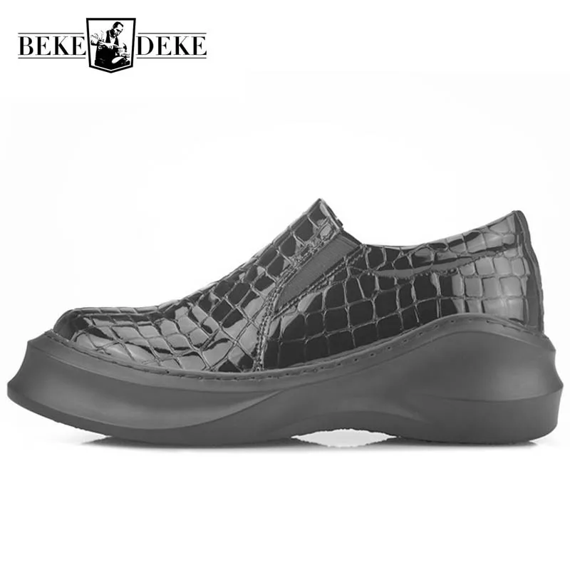 Toevallige Lederen Schoenen Mannen Luxe Trainers Zwarte Dikke Zolen Platform Sneakers Ademend Chunky Loafers Sapato Sociale